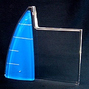 3D Clear Acrylic Sailing Trophy with Blue Sail